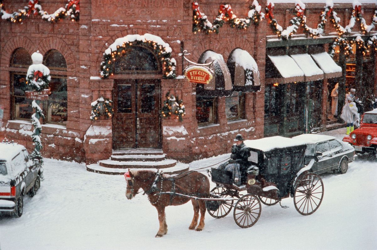 EUA, Colorado, Aspen, cavall i carruatge a la neu hivernal