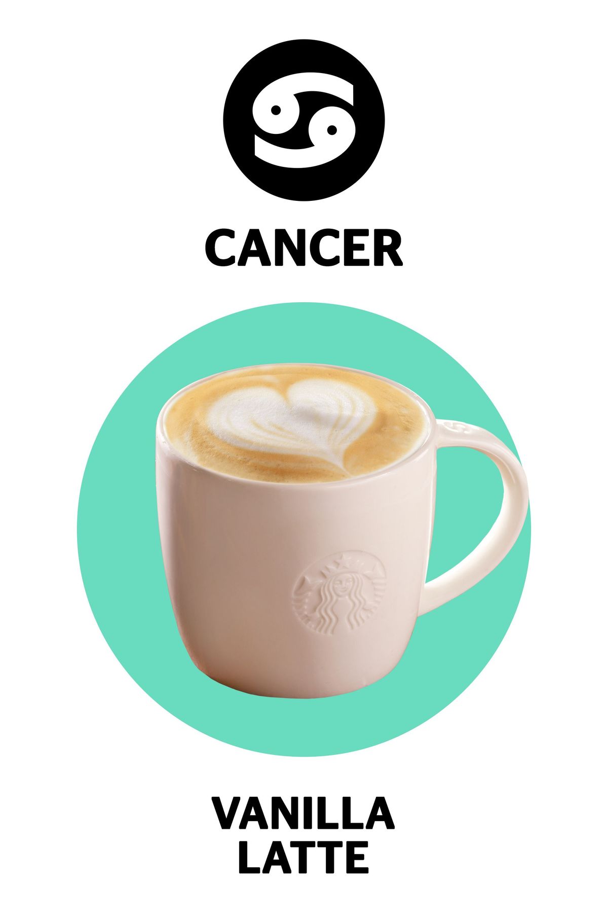 vanilija latte, zodiak starbucks pijače