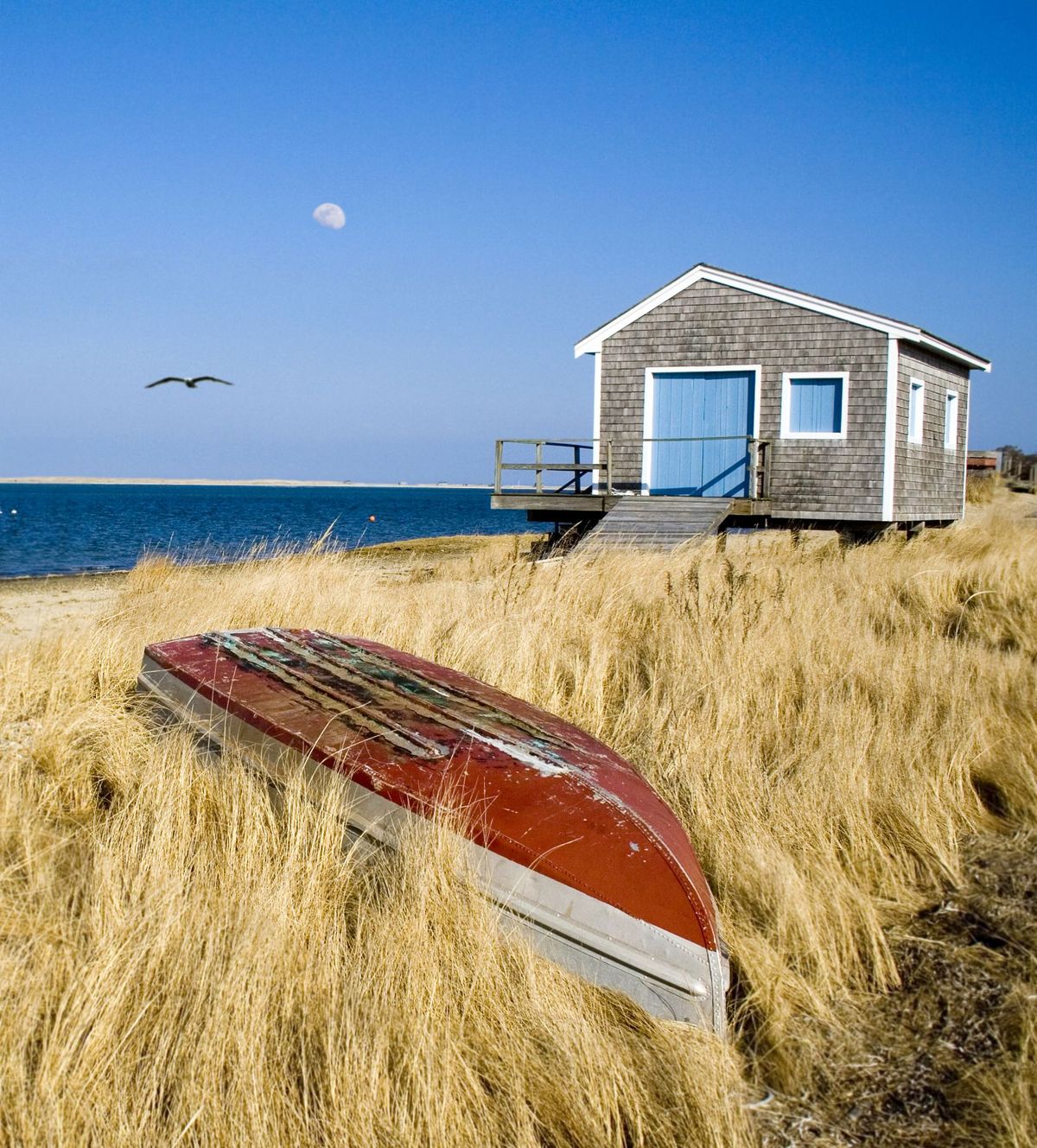 Cape Cod Bootshaus und Ruderboot