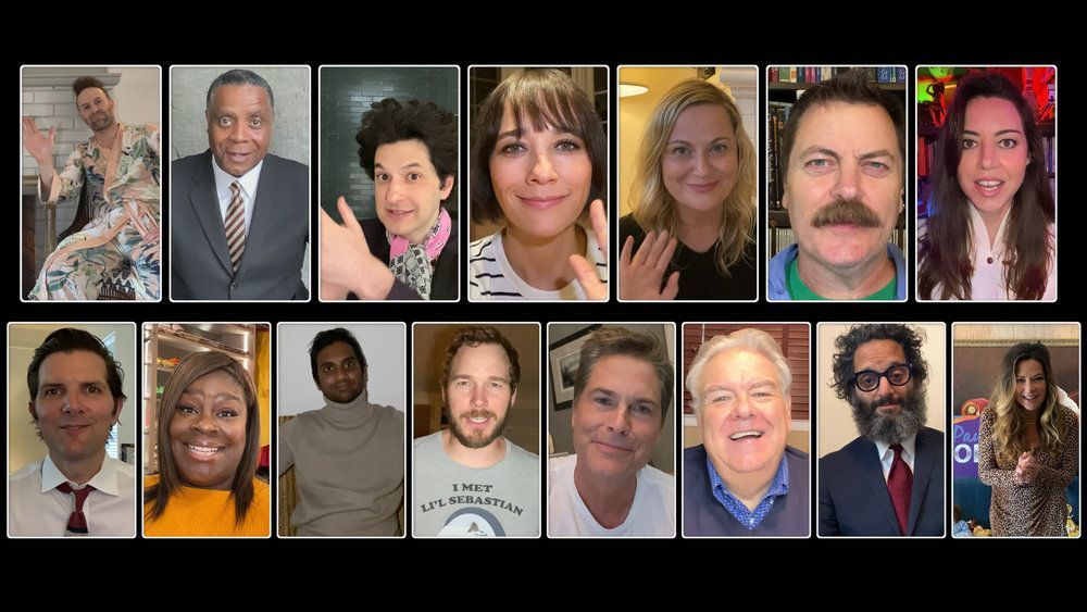 parcuri și recreere parcuri și recreere speciale prezentate în acest ecran apuca-lr jon glaser ca Jeremy Jamm, Jay Jackson ca perd hapley, Ben Schwartz ca Jean Ralphio Saperstein, Rashida Jones ca Ann Perkins, Amy Poehler ca Leslie Knope, Nick Offerman ca Ron Swanson, aubry plaza ca aprilie ludgate, adam scott ca ben wyatt, retta ca donna meagle, aziz ansari ca tom haverford, chris pratt ca andy dwyer, rob lowe ca chris traeger, jim oheir ca jerry gergeich, jason mantzoukas ca dennis feinstein foto de nbc