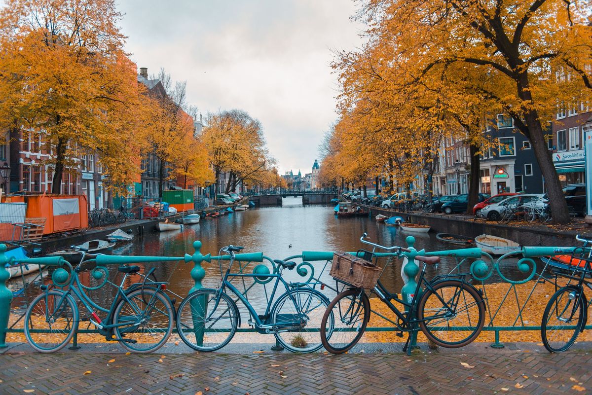upė eina per amsterdamą rudenį