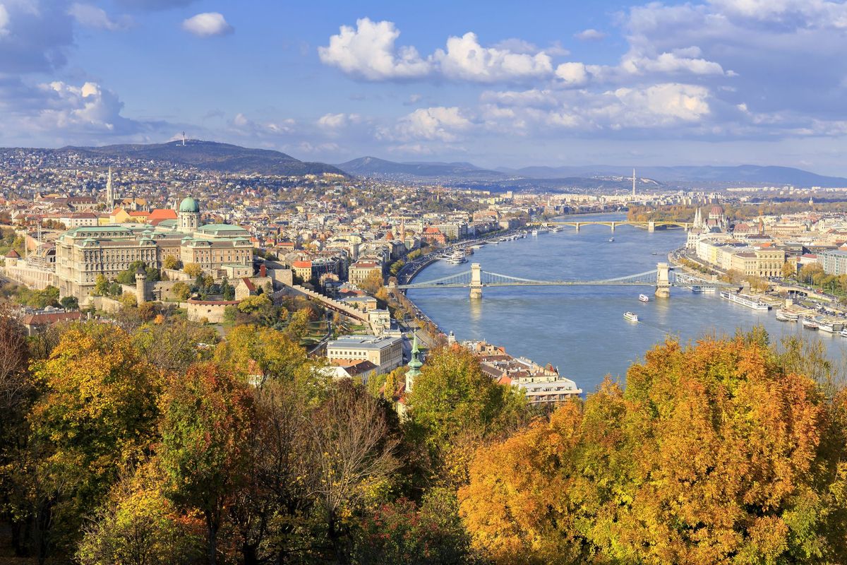Budapešto oro vaizdas iš rudens sezono