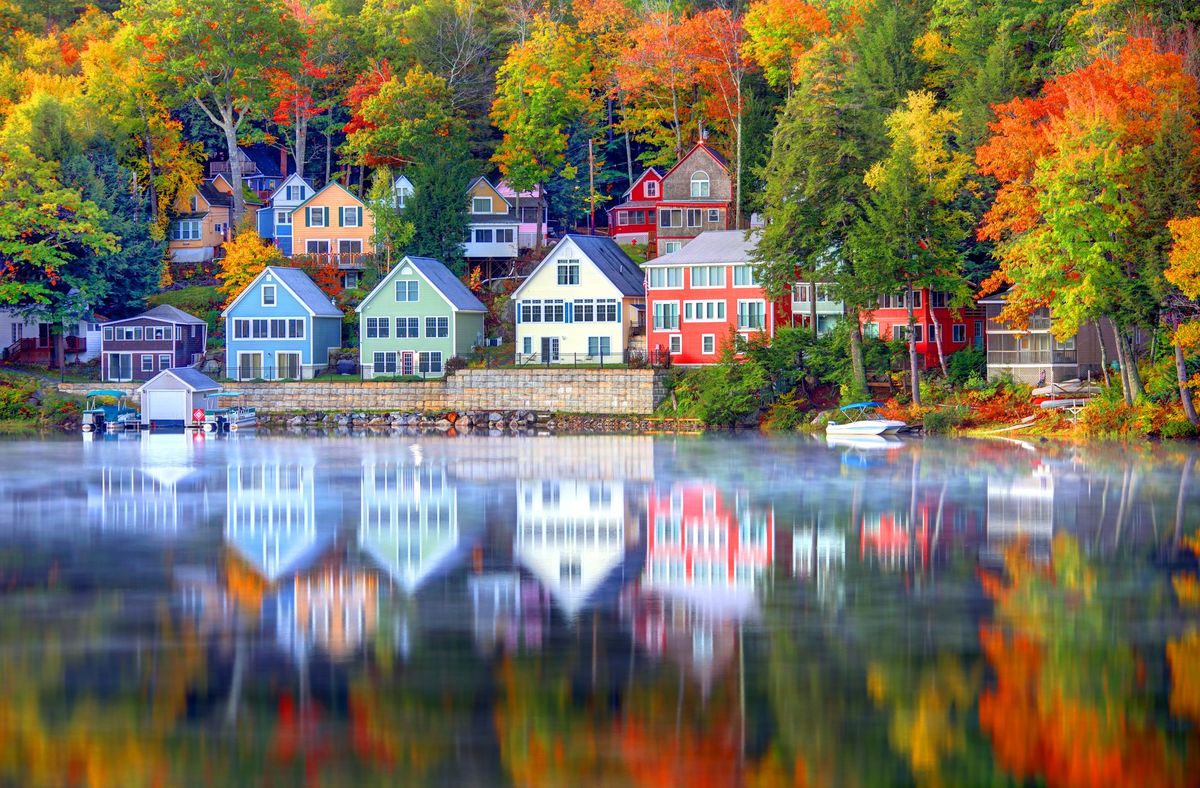 rudens ant Winnipesaukee ežero naujame Hampšyre