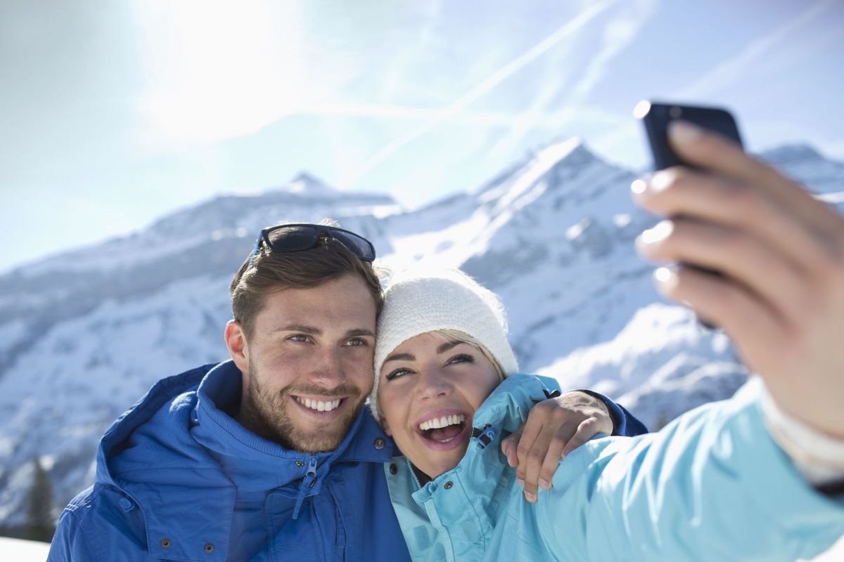 selfie na nartach para