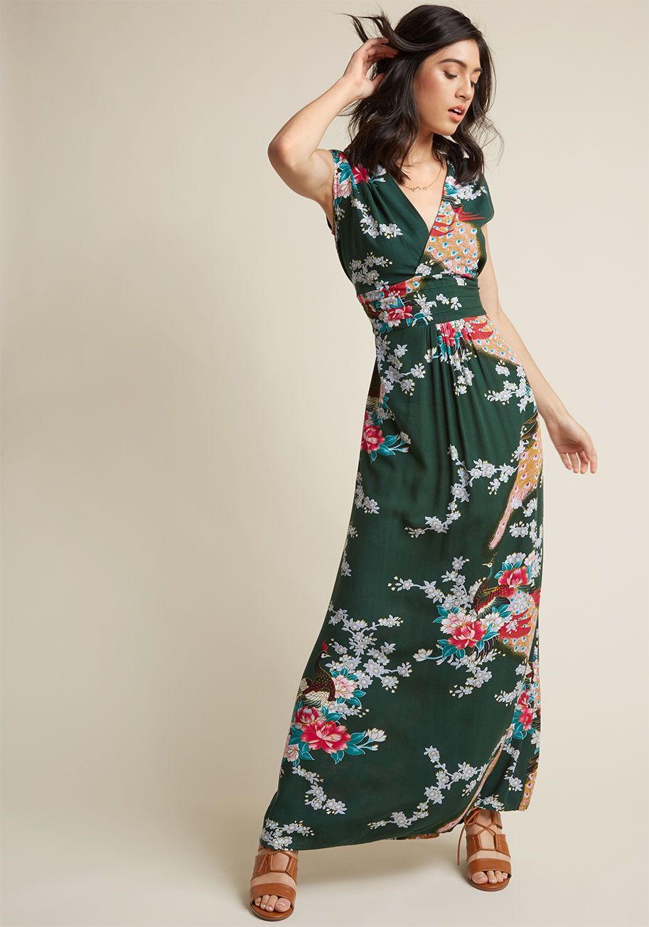 modna sukienka maxi w kolorze zielonym